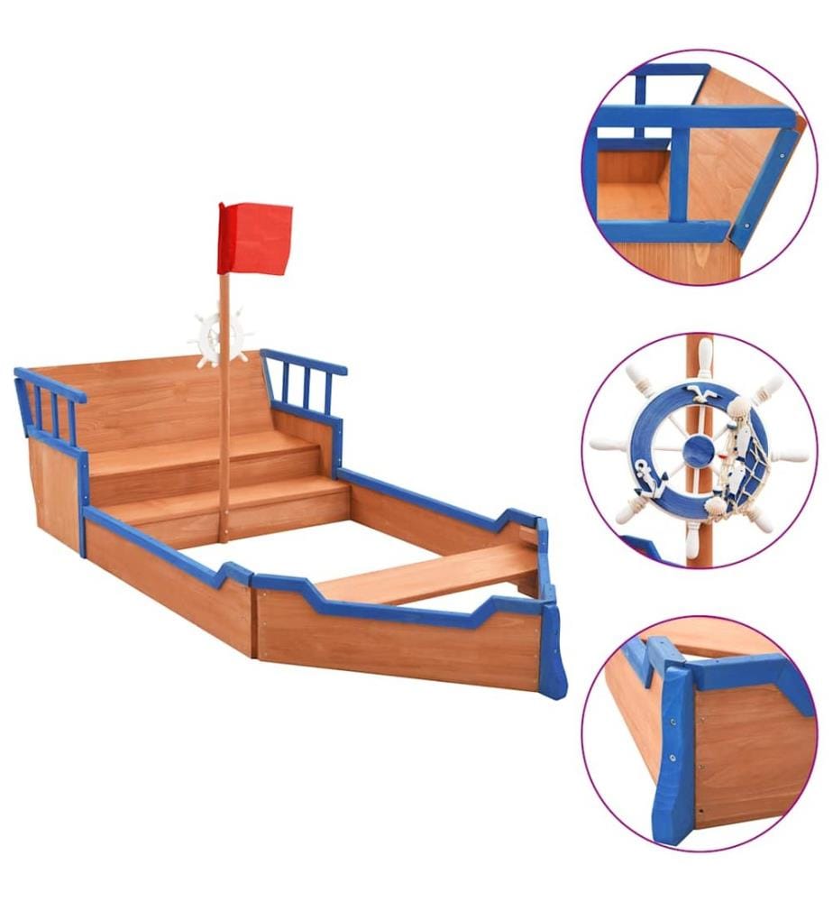 Sandkasten Piratenschiff Tannenholz 190x94,5x101 cm
