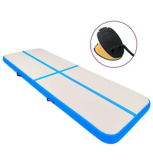 Aufblasbare Gymnastikmatte mit Pumpe 300x100x15 cm PVC Blau