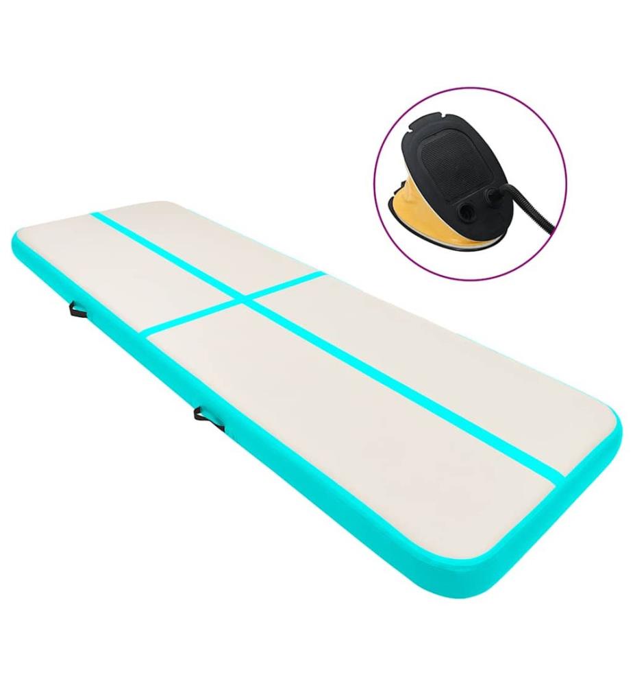 Aufblasbare Gymnastikmatte mit Pumpe 400x100x15 cm PVC Grün