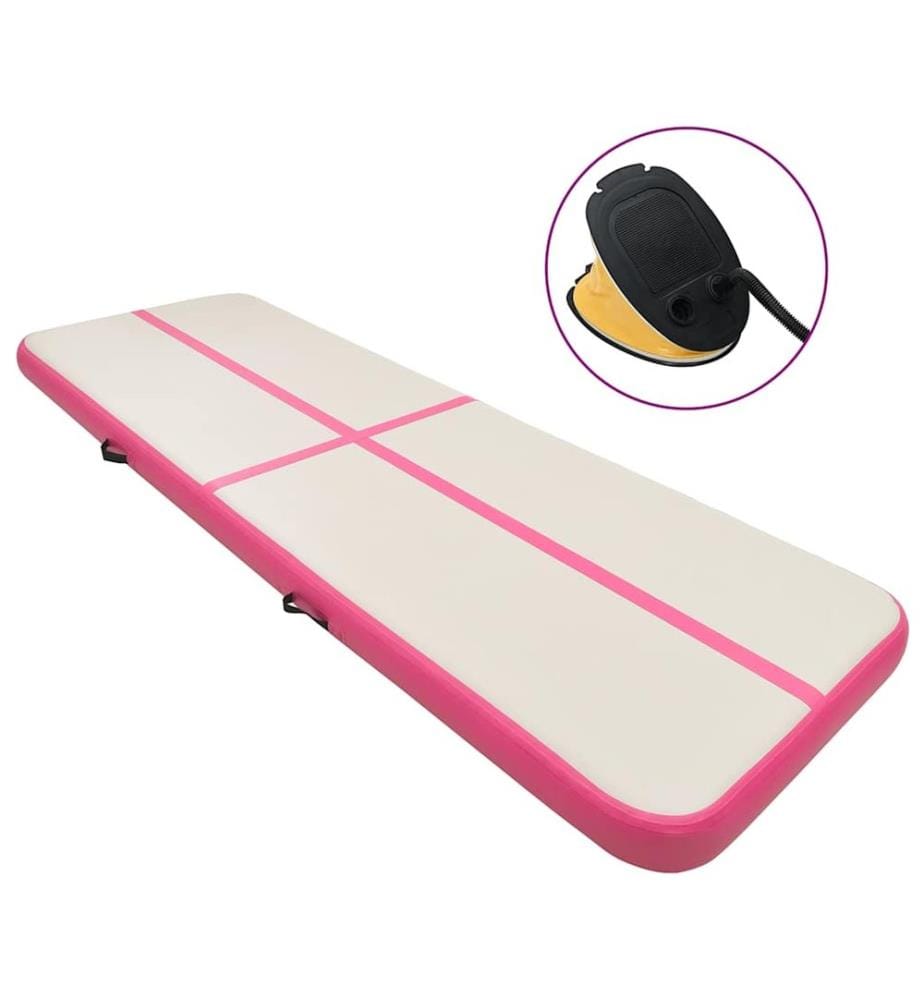 Aufblasbare Gymnastikmatte mit Pumpe 300x100x20 cm PVC Rosa