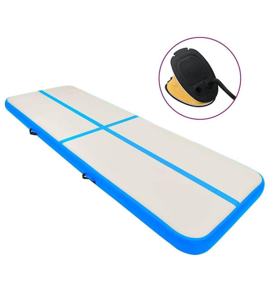 Tapis gonflable de gymnastique avec pompe 400x100x20cm PVC Bleu