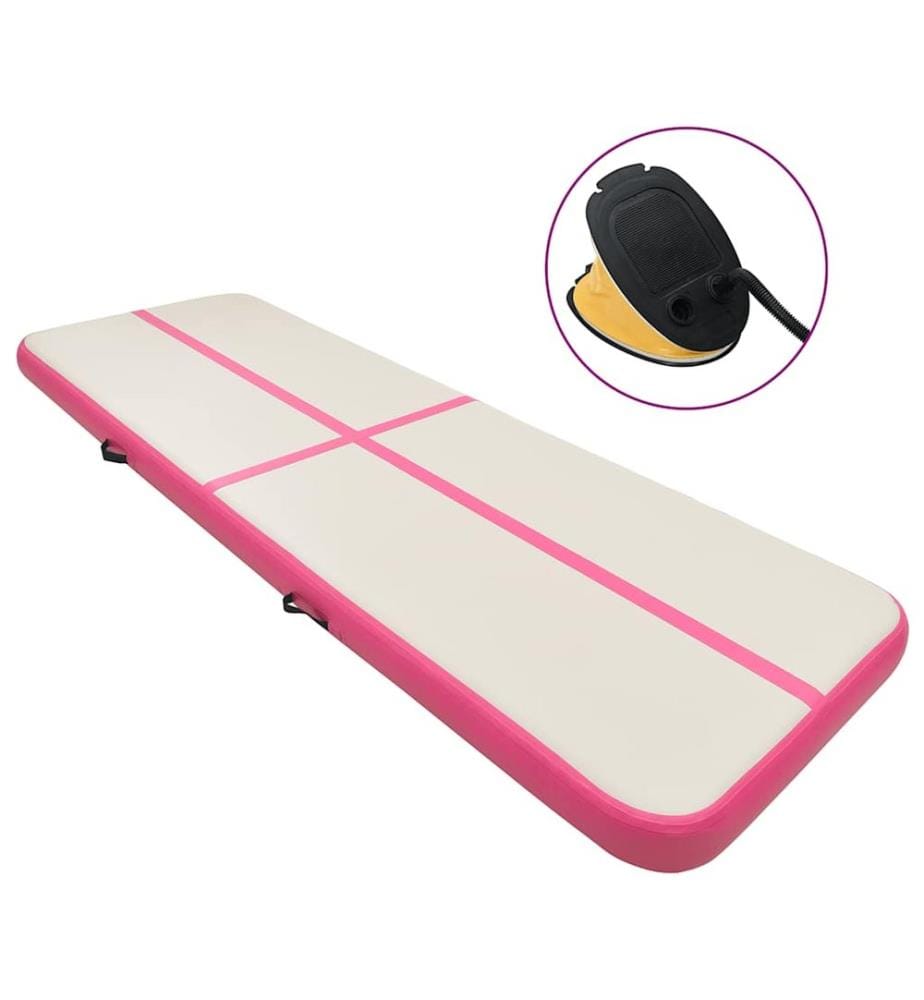 Tapis gonflable de gymnastique avec pompe 500x100x20cm PVC Rose