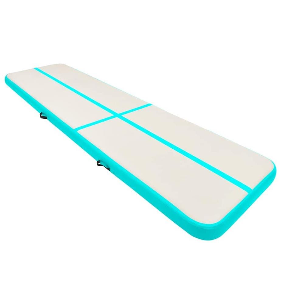 Tapis gonflable de gymnastique avec pompe 600x100x20cm PVC Vert