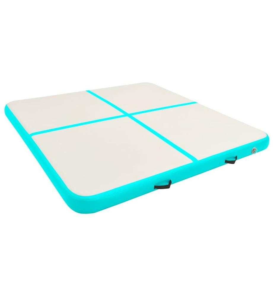 Aufblasbare Gymnastikmatte mit Pumpe 200x200x15 cm PVC Grün