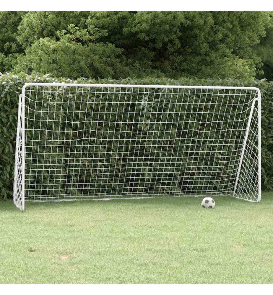 Fussballtor mit Netz Weiss 366x122x182 cm Stahl