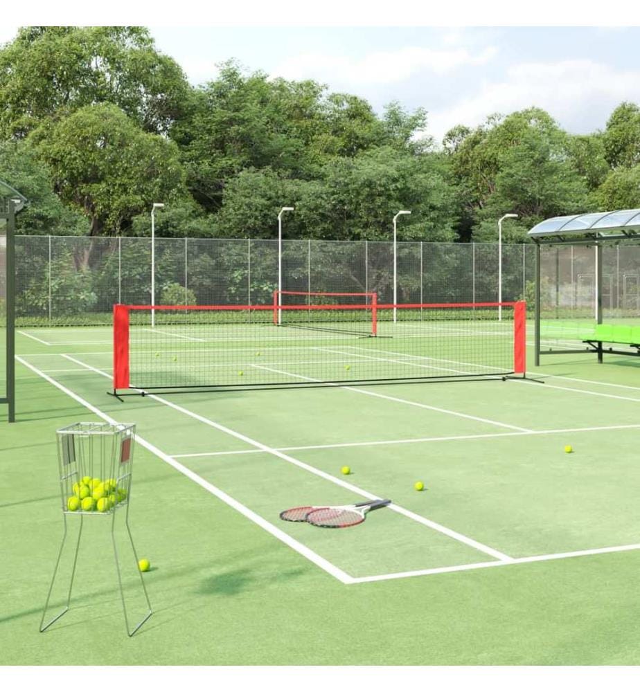 Tennisnetz Schwarz und Rot 500x100x87 cm Polyester