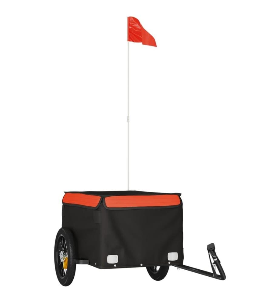 Fahrradanhänger Schwarz und Orange 30 kg Eisen