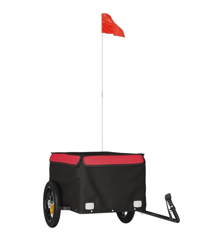 Remorque de vélo noir et rouge 30 kg fer