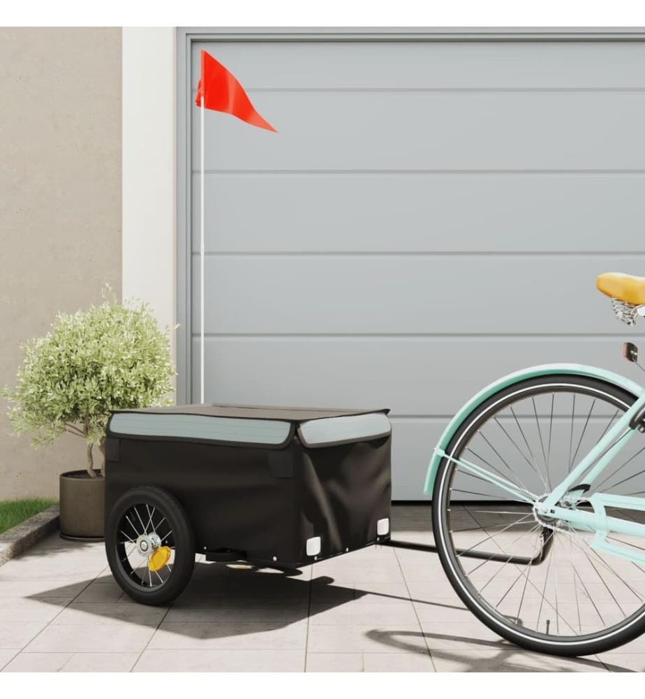 Fahrradanhänger Schwarz und Grau 30 kg Eisen
