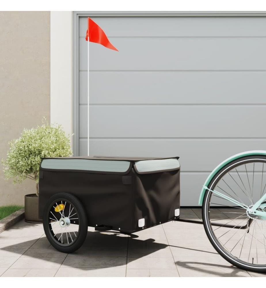 Fahrradanhänger Schwarz und Grau 45 kg Eisen