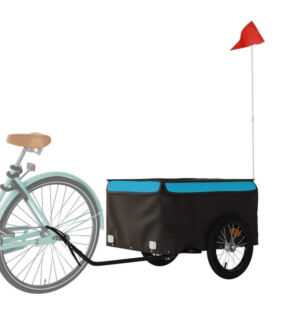 Fahrradanhänger Schwarz und Blau 45 kg Eisen