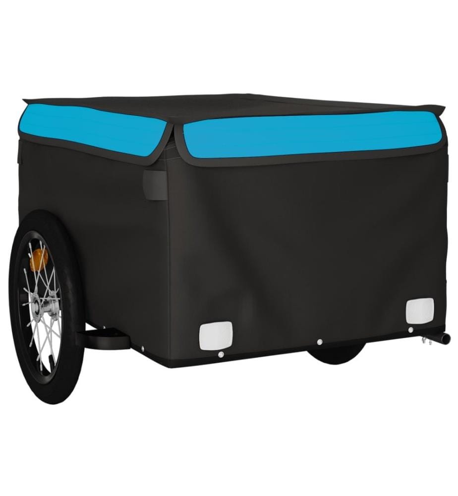 Fahrradanhänger Schwarz und Blau 45 kg Eisen