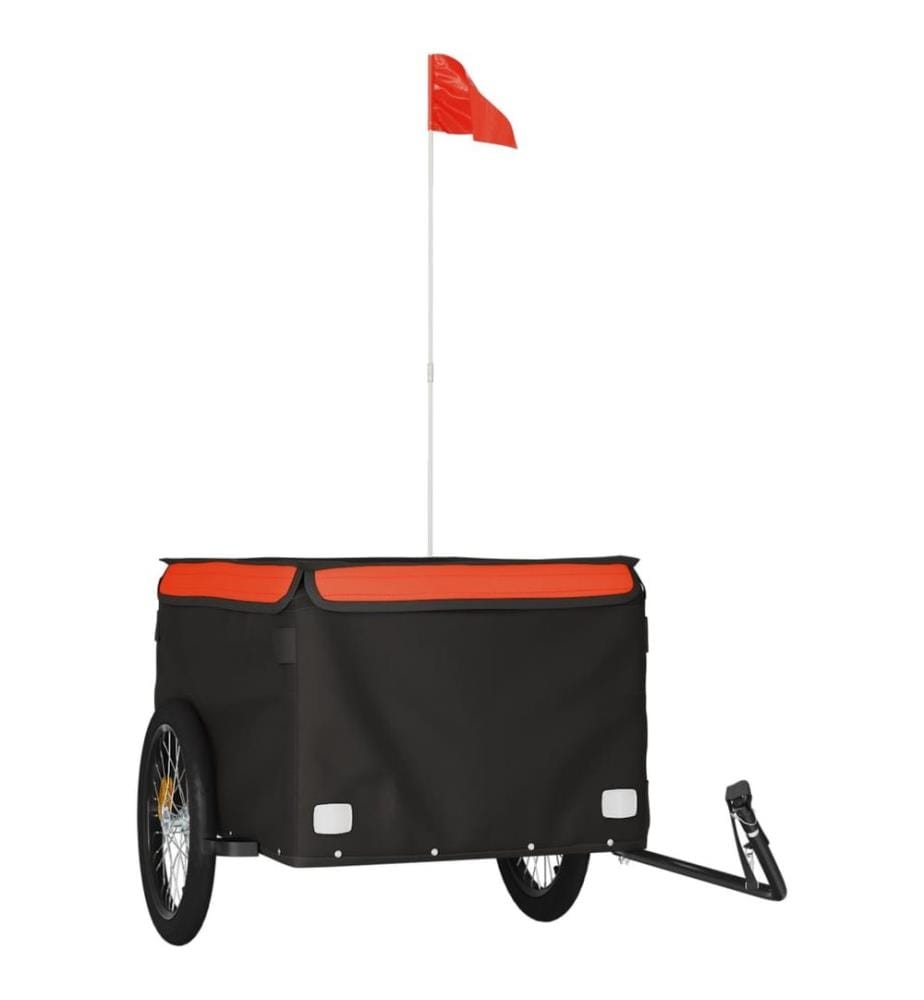 Fahrradanhänger Schwarz und Orange 45 kg Eisen