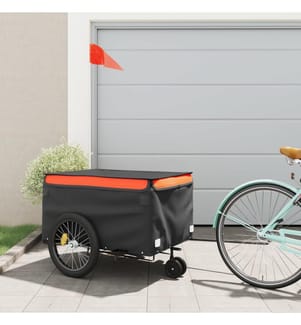 Remorque de vélo noir et orange 45 kg fer