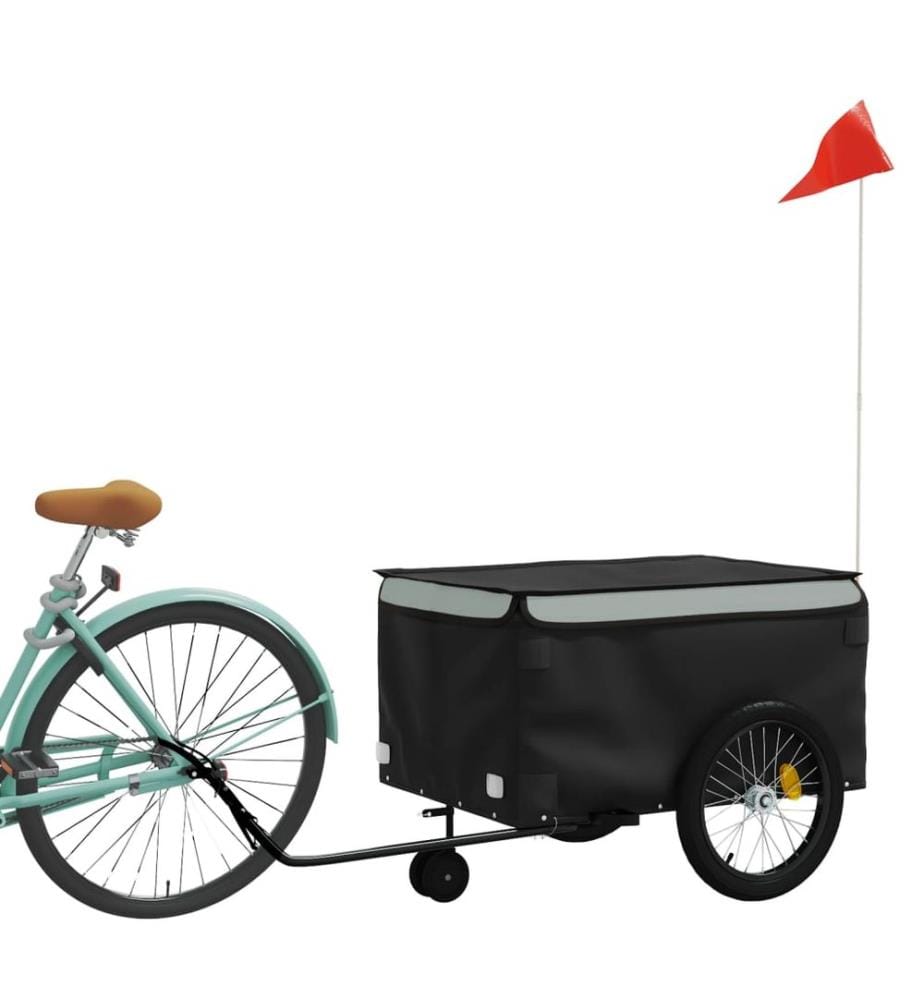 Fahrradanhänger Schwarz und Grau 45 kg Eisen