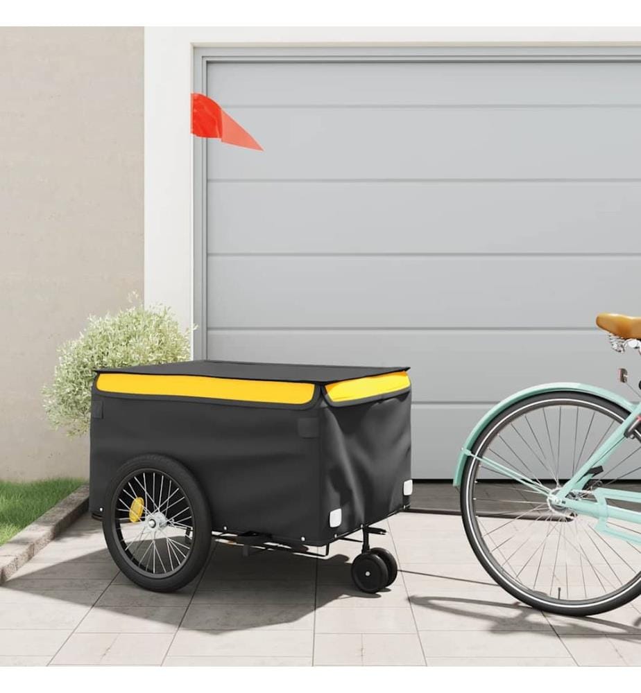 Remorque de vélo noir et jaune 45 kg fer