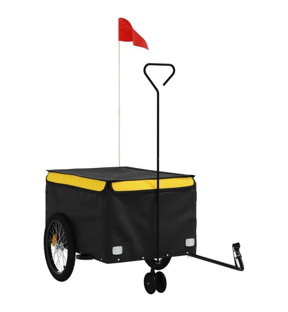 Remorque de vélo noir et jaune 45 kg fer