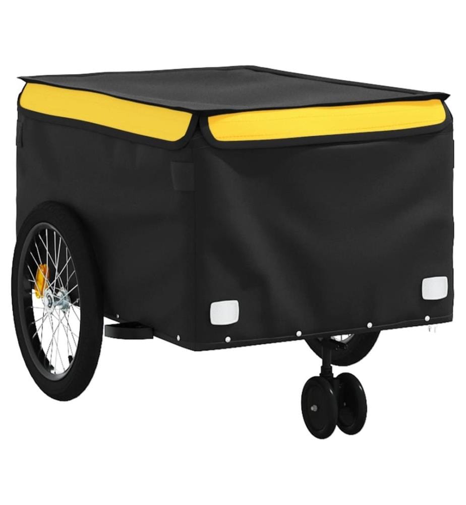 Remorque de vélo noir et jaune 45 kg fer