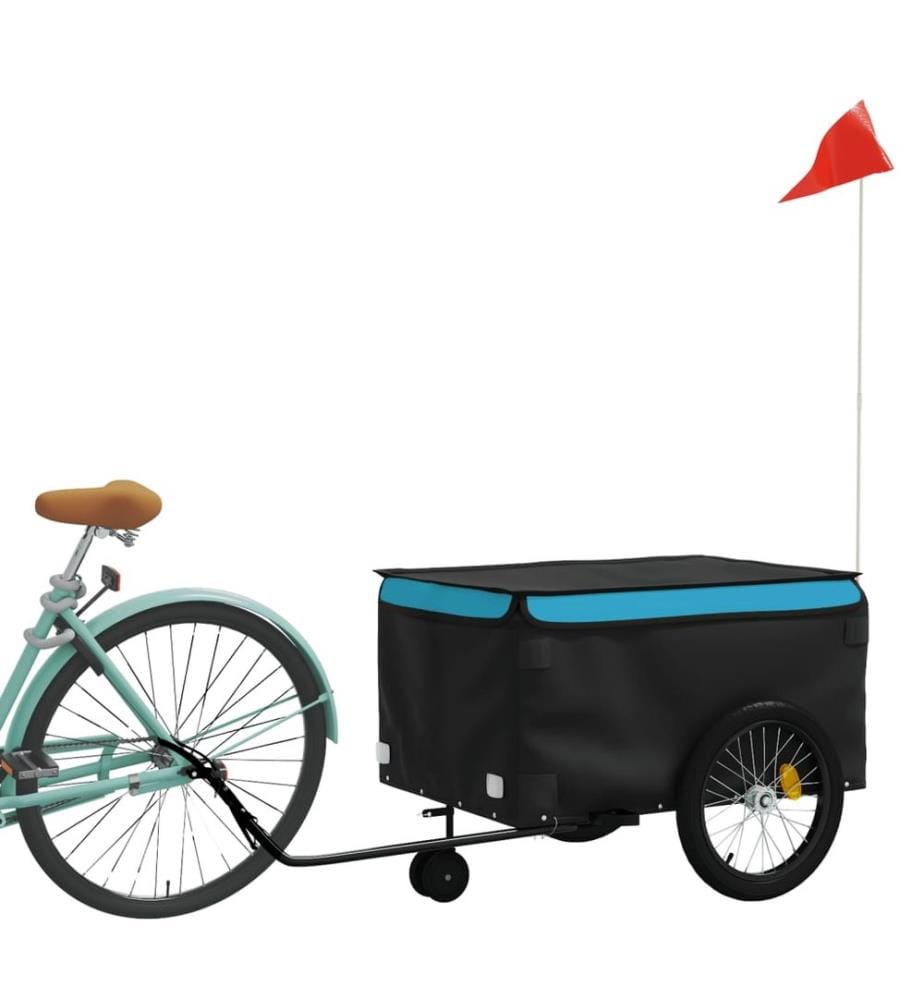 Remorque de vélo noir et bleu 45 kg fer