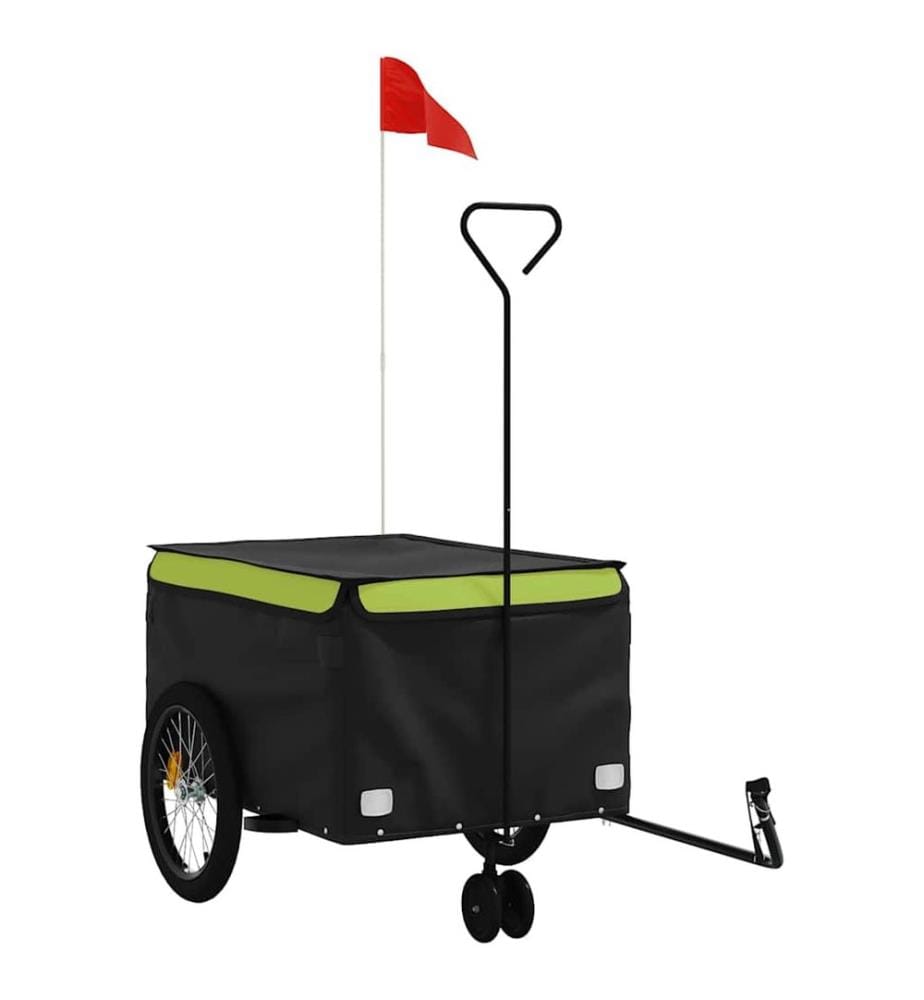 Fahrradanhänger Schwarz und Grün 45 kg Eisen