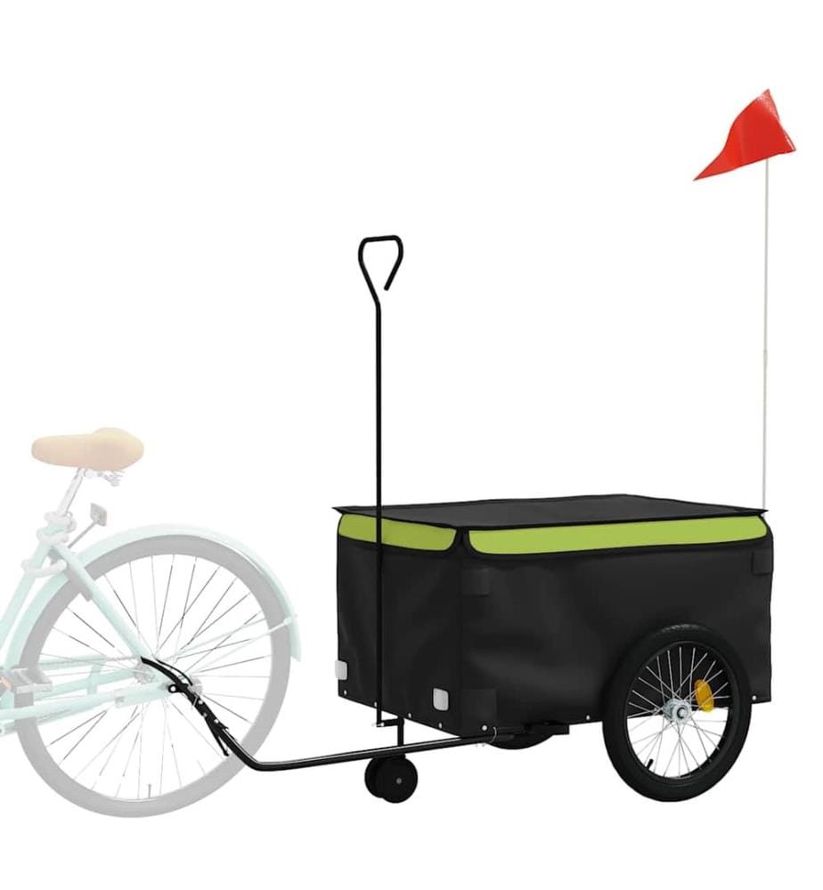 Fahrradanhänger Schwarz und Grün 45 kg Eisen
