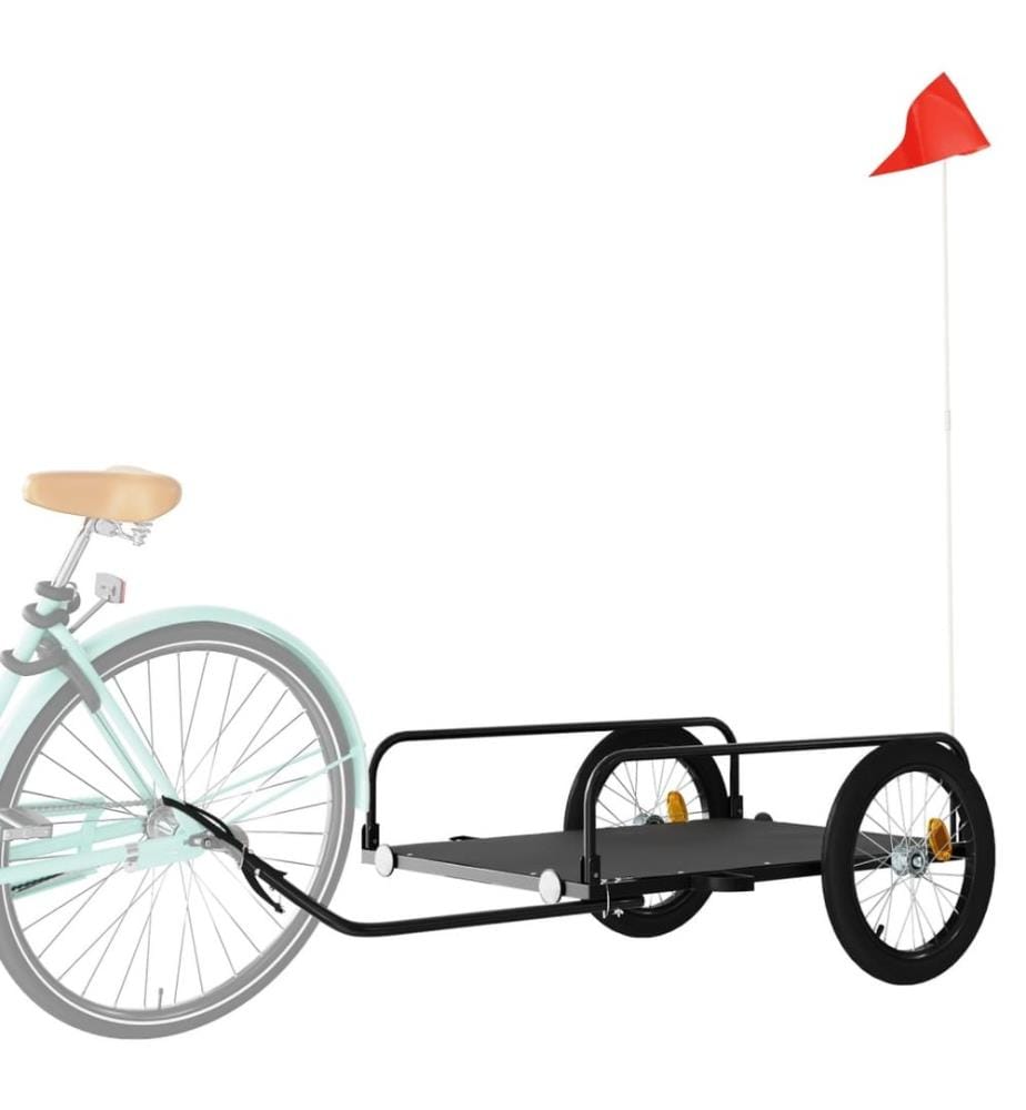Remorque de vélo noir 135x70x37 cm fer
