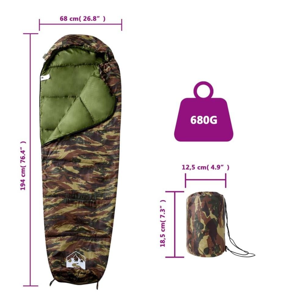 Mumienschlafsack für Erwachsene Camping 3 Jahreszeiten