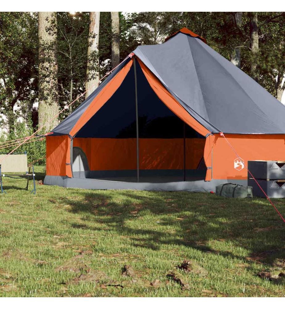 Tente familiale tipi 8 personnes gris et orange imperméable