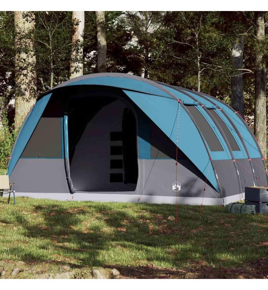 Tente familiale tunnel 7 personnes bleu imperméable