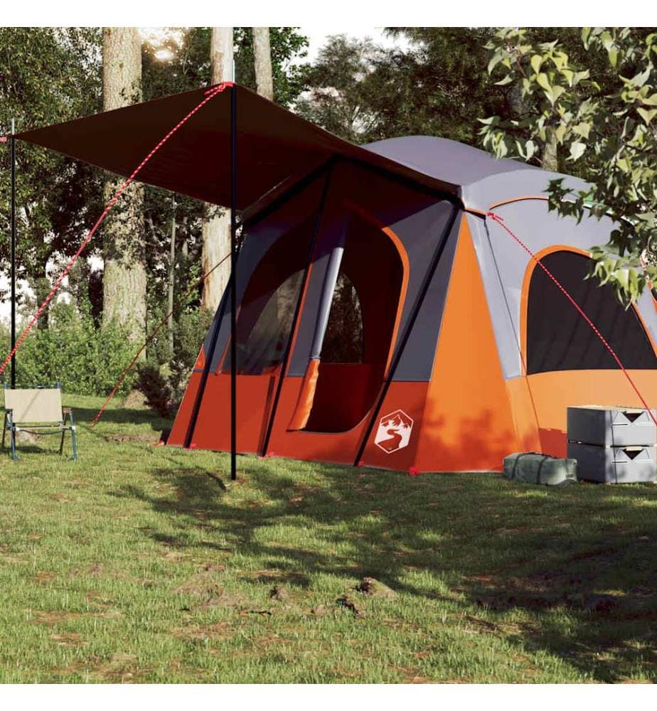 Tente de camping de cabine 5 personnes gris orange imperméable