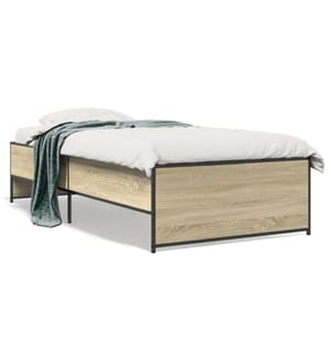 Bettgestell Sonoma-Eiche 90x200 cm Holzwerkstoff und Metall