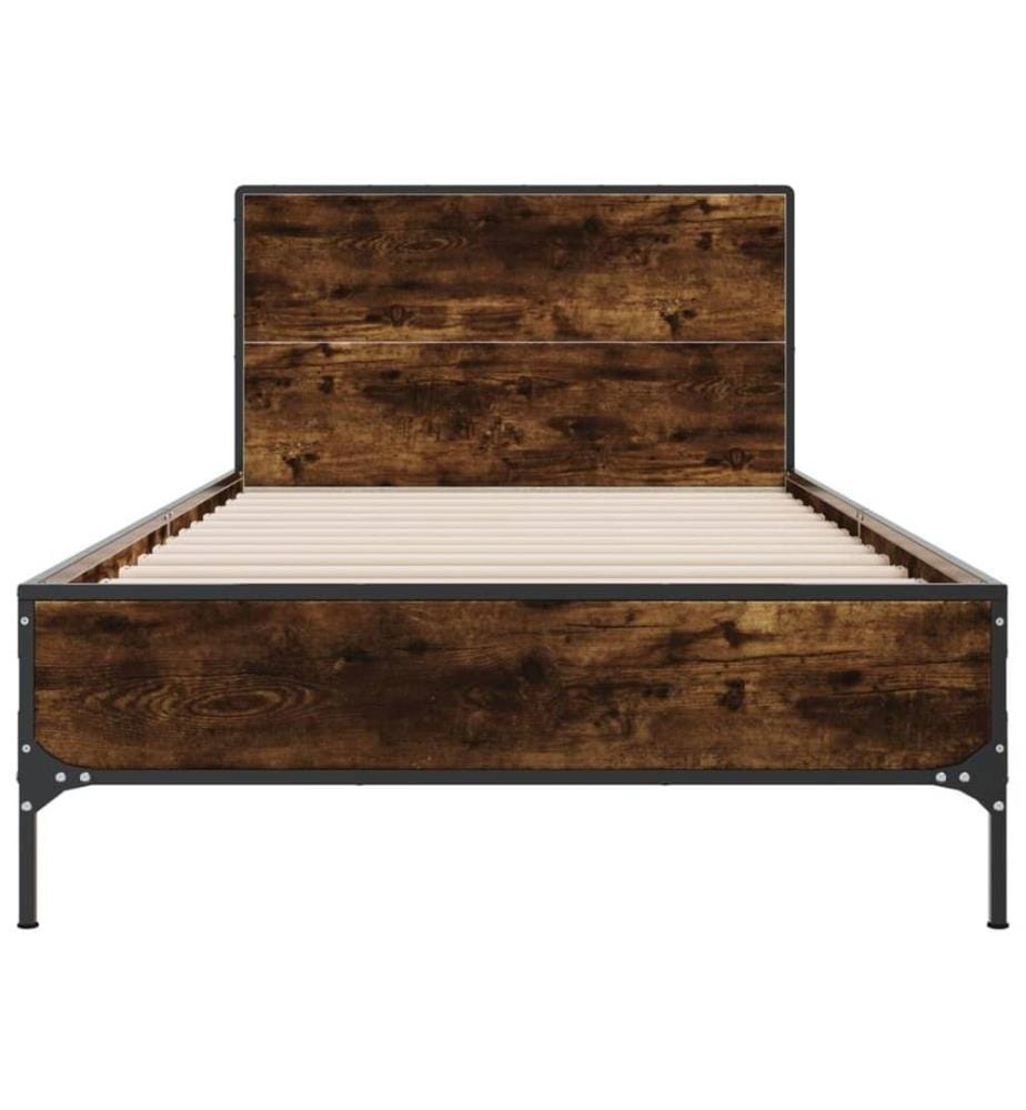 Bettgestell Räuchereiche 90x200 cm Holzwerkstoff und Metall