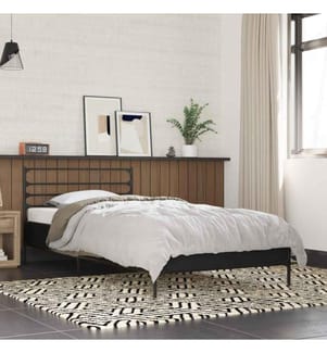 Bettgestell Schwarz 90x200 cm Holzwerkstoff und Metall