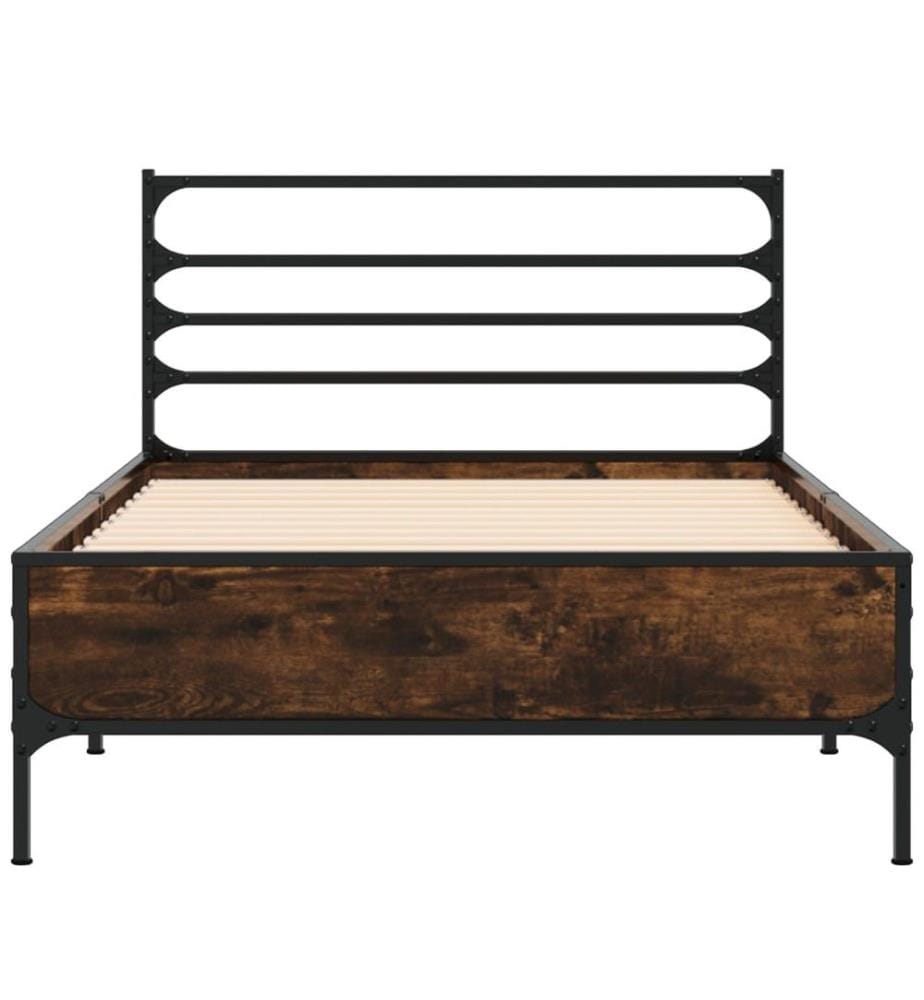 Bettgestell Räuchereiche 90x200 cm Holzwerkstoff und Metall