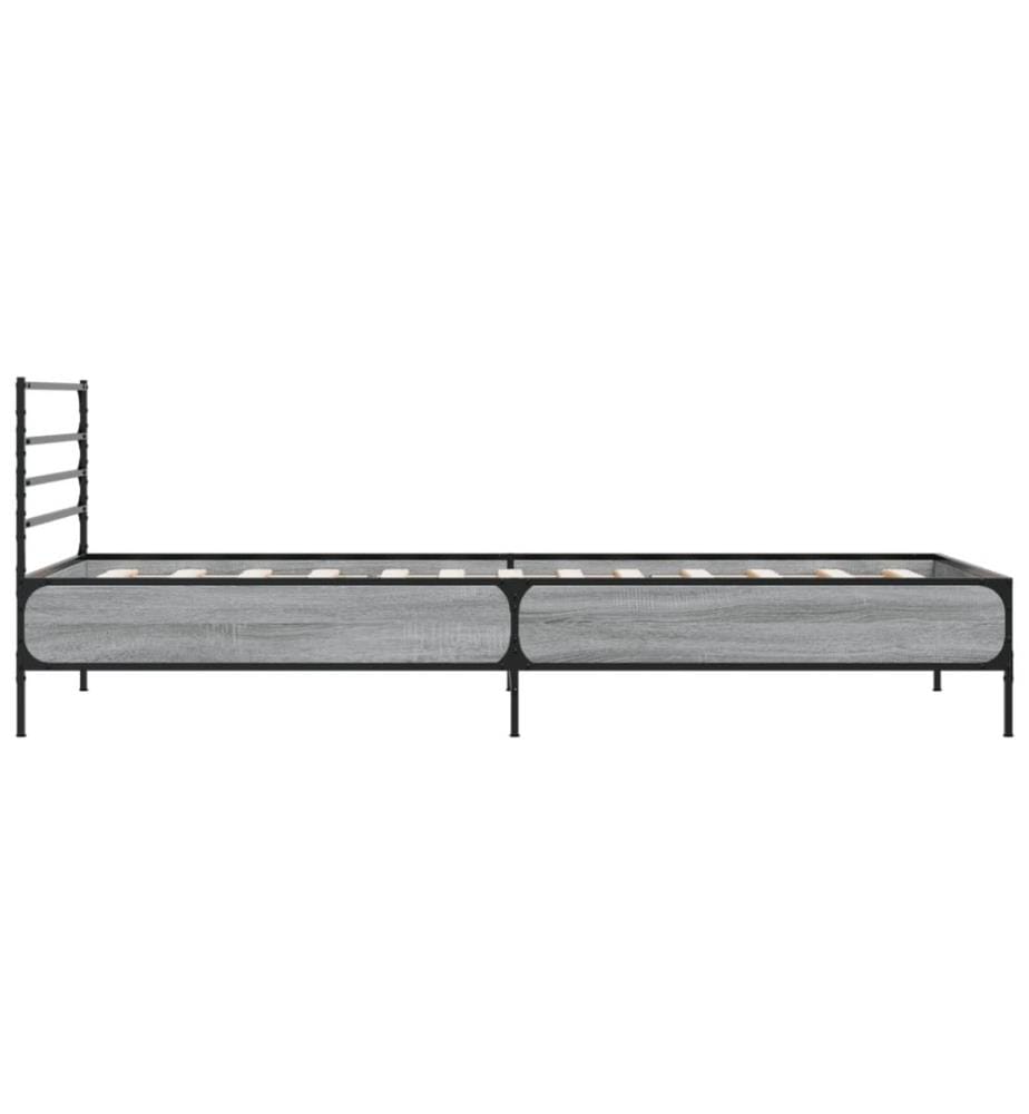 Bettgestell Grau Sonoma 90x200 cm Holzwerkstoff und Metall