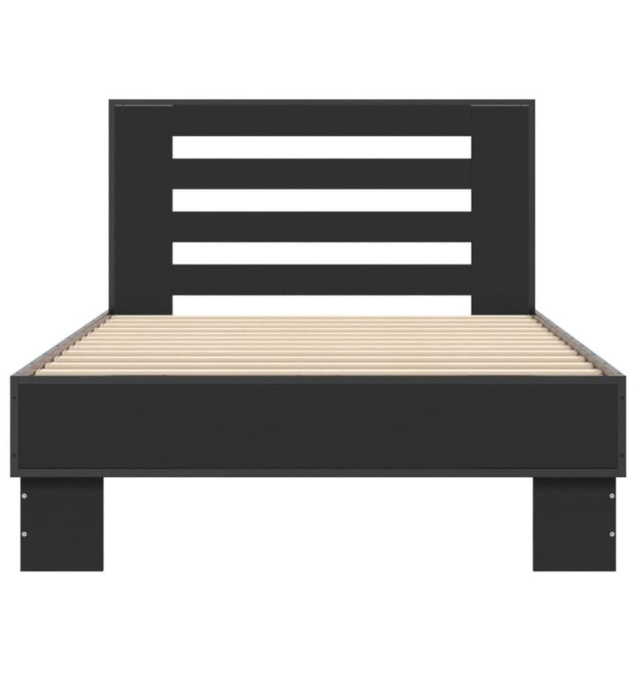 Bettgestell Schwarz 90x200 cm Holzwerkstoff und Metall