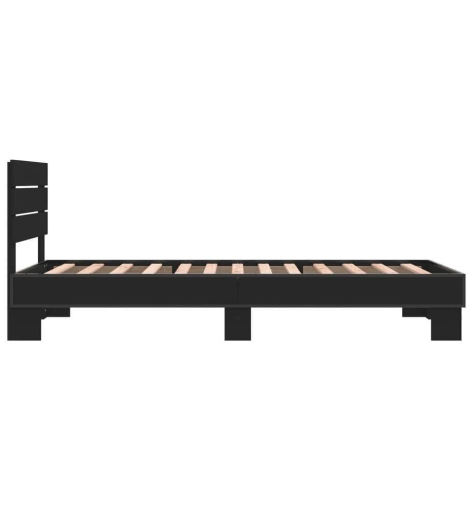 Bettgestell Schwarz 90x200 cm Holzwerkstoff und Metall