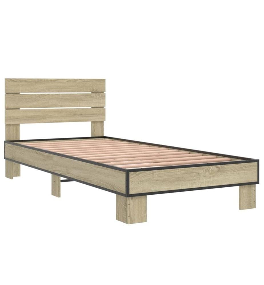 Bettgestell Sonoma-Eiche 90x200 cm Holzwerkstoff und Metall