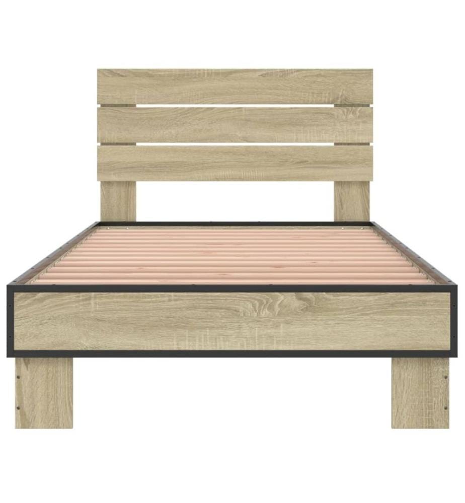 Bettgestell Sonoma-Eiche 90x200 cm Holzwerkstoff und Metall