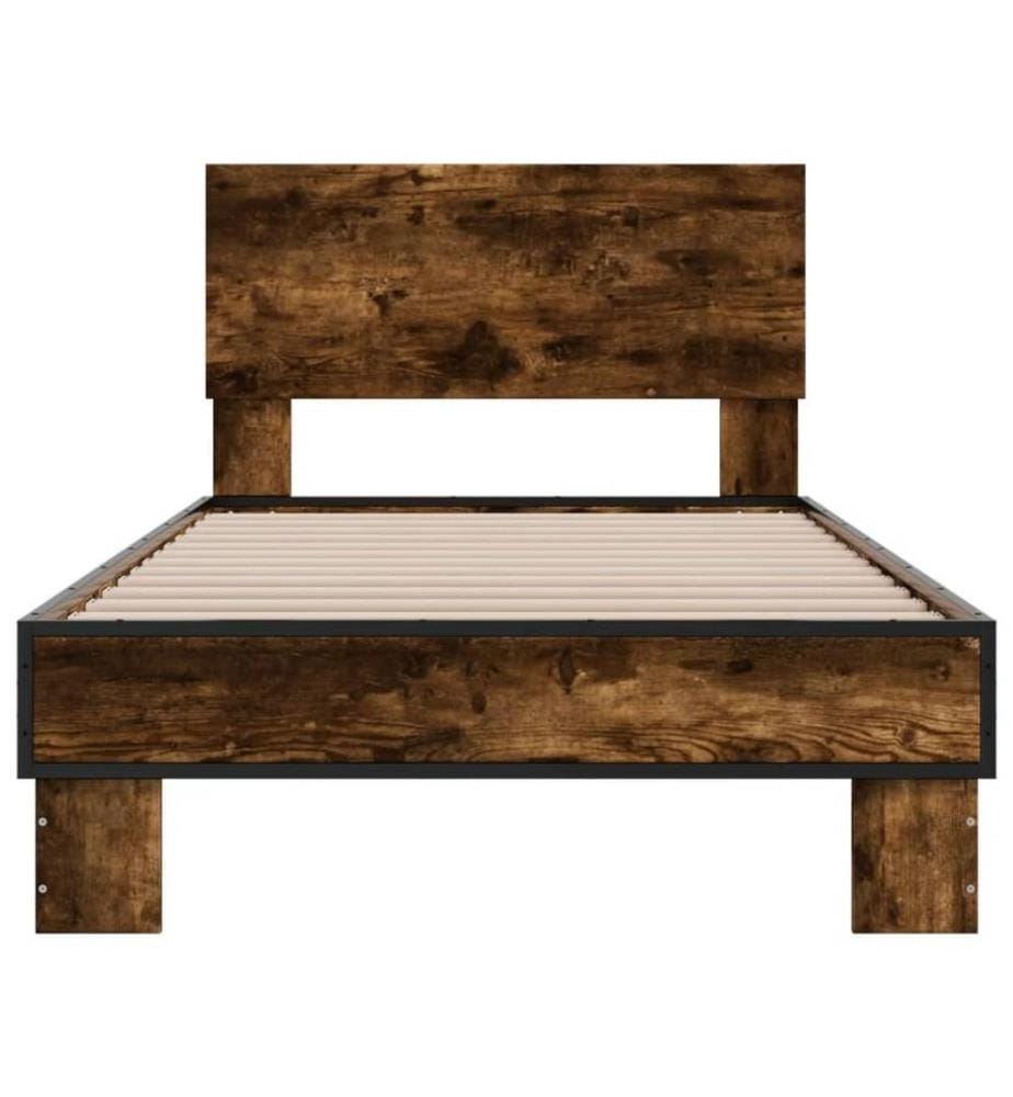 Cadre de lit chêne fumé 90x200 cm bois d'ingénierie et métal