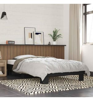 Bettgestell Schwarz 90x200 cm Holzwerkstoff und Metall