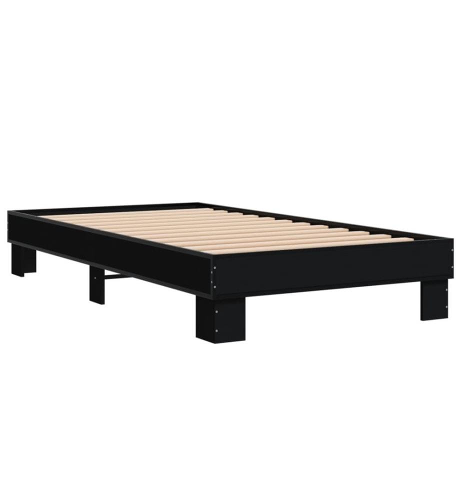 Bettgestell Schwarz 90x200 cm Holzwerkstoff und Metall