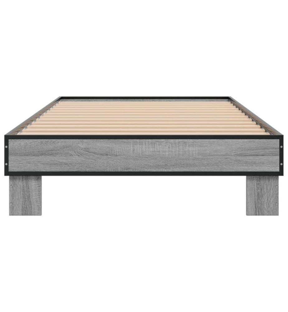 Bettgestell Grau Sonoma 90x200 cm Holzwerkstoff und Metall