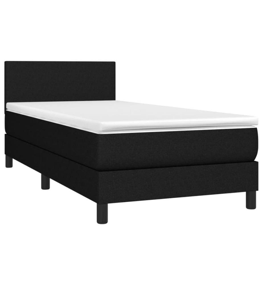 Boxspringbett mit Matratze & LED Schwarz 90x200 cm Stoff
