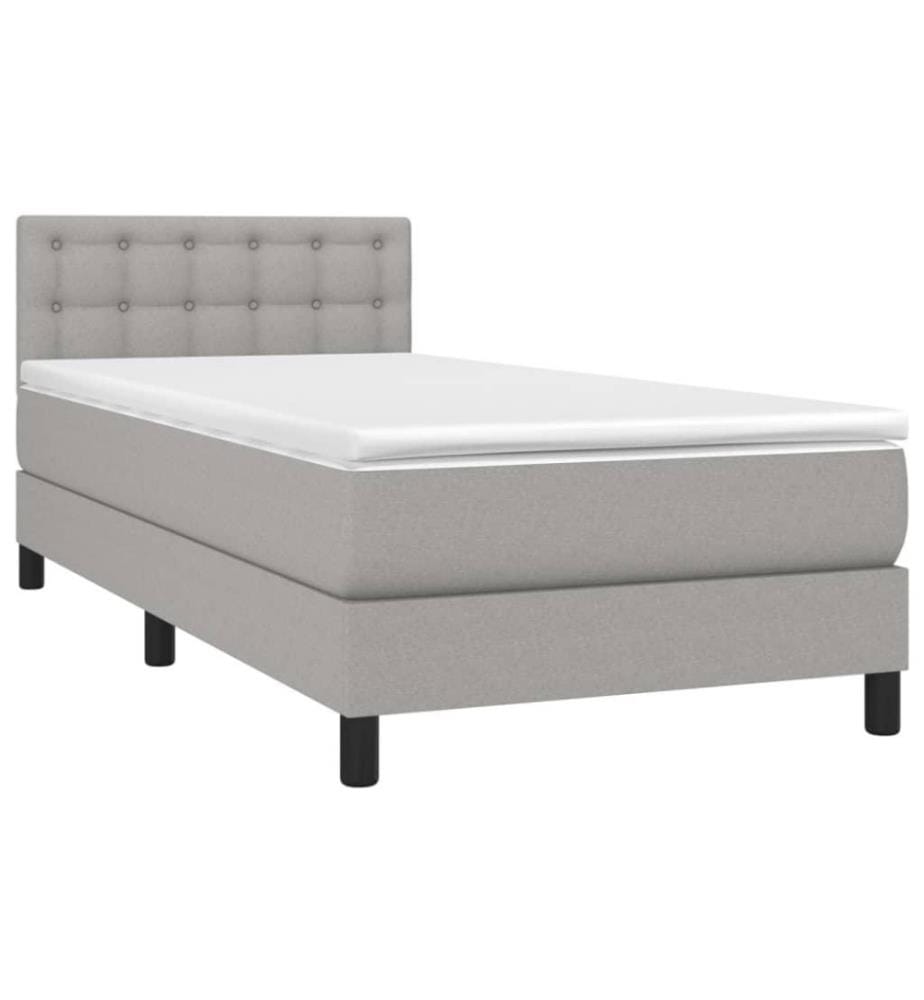 Boxspringbett mit Matratze & LED Hellgrau 90x200 cm Stoff