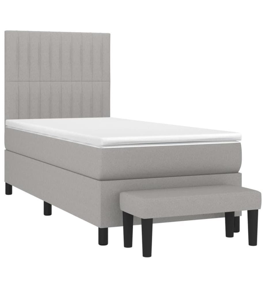 Lit à sommier tapissier avec matelas Gris clair 90x200 cm Tissu