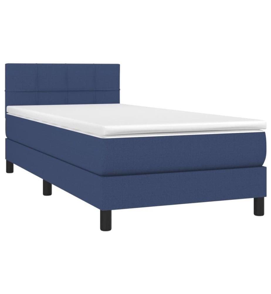 Boxspringbett mit Matratze Blau 90x200 cm Stoff