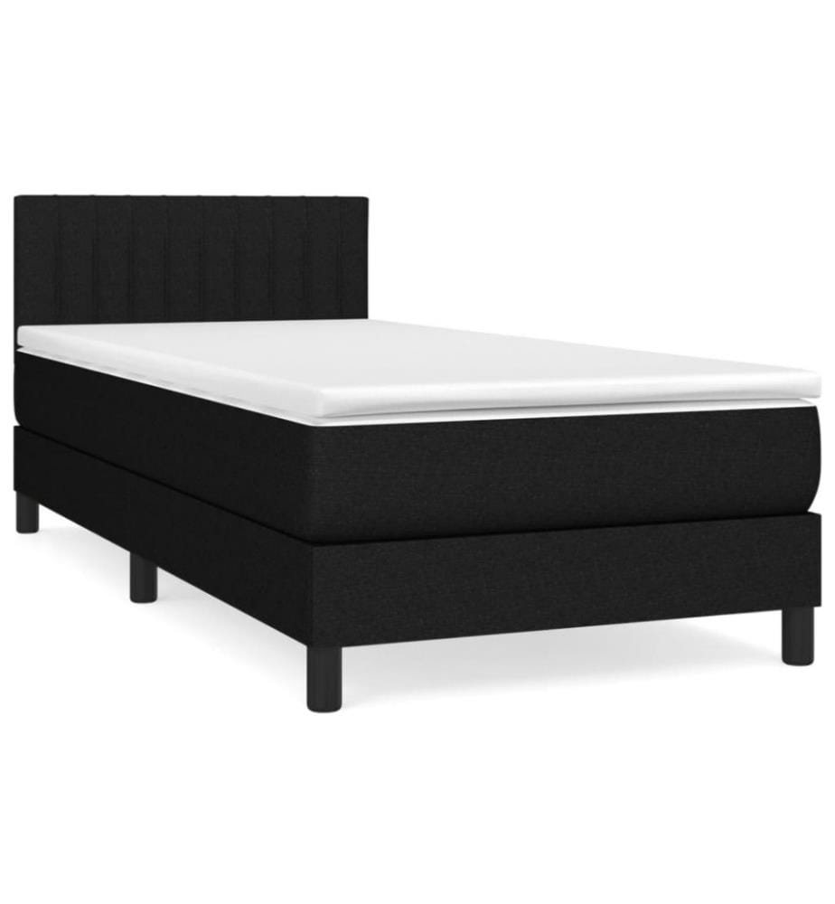 Boxspringbett mit Matratze Schwarz 90x200 cm Stoff