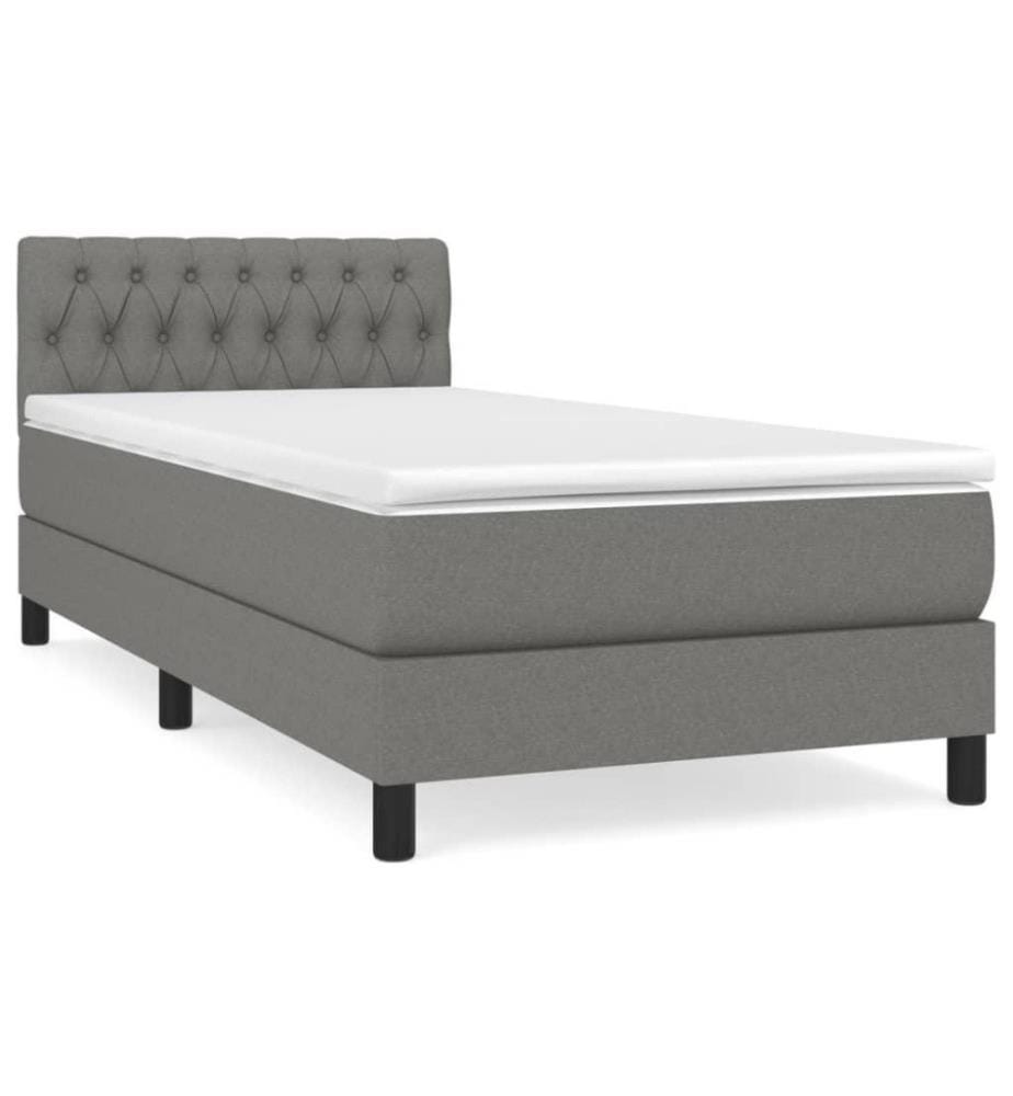 Boxspringbett mit Matratze Dunkelgrau 90x200 cm Stoff