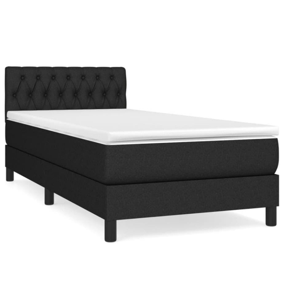 Boxspringbett mit Matratze Schwarz 90x200 cm Stoff